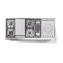 Matte graphite cooking surface with grates, burners, and French-top plate layout