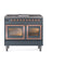 ILVE Nostalgie II Noblesse 40-Inch 4.3 Cu. Ft. Dual Oven Propane Gas Dual Fuel Range with 6 Burners, Griddle and Triple Glass Door in Blue Grey with Copper Trim (UND40FNMPBGPLP)