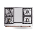 Blue grey built-in gas cooktop with four burners and center controls