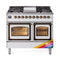 ILVE Nostalgie II Noblesse 40-Inch 4.3 Cu. Ft. Dual Oven Natural Gas Dual Fuel Range with 6 Burners, Griddle and Triple Glass Door in Custom RAL with Burnished Bronze Trim (UND40FNMPRAB)