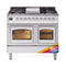 ILVE Nostalgie II Noblesse 40-Inch 4.3 Cu. Ft. Dual Oven Propane Gas Dual Fuel Range with 6 Burners, Griddle and Triple Glass Door in Custom RAL with Chrome Trim (UND40FNMPRACLP)