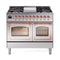 ILVE Nostalgie II Noblesse 40-Inch 4.3 Cu. Ft. Dual Oven Natural Gas Dual Fuel Range with 6 Burners, Griddle and Triple Glass Door in Stainless Steel with Copper Trim (UND40FNMPSSP)