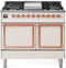 ILVE Nostalgie II Noblesse 40-Inch 4.3 Cu. Ft. Dual Oven Propane Gas Dual Fuel Range with 6 Burners, Griddle and Solid Door in Antique White with Copper Trim (UND40FQNMPAWPLP)