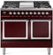 ILVE Nostalgie II Noblesse 40-Inch 4.3 Cu. Ft. Dual Oven Propane Gas Dual Fuel Range with 6 Burners, Griddle and Solid Door in Burgundy with Chrome Trim (UND40FQNMPBUCLP)