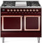 ILVE Nostalgie II Noblesse 40-Inch 4.3 Cu. Ft. Dual Oven Natural Gas Dual Fuel Range with 6 Burners, Griddle and Solid Door in Burgundy with Copper Trim (UND40FQNMPBUP)