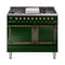 ILVE Nostalgie II Noblesse 40-Inch 4.3 Cu. Ft. Dual Oven Propane Gas Dual Fuel Range with 6 Burners, Griddle and Solid Door in Emerald Green with Burnished Bronze Trim (UND40FQNMPEGBLP)