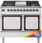 ILVE Nostalgie II Noblesse 40-Inch 4.3 Cu. Ft. Dual Oven Propane Gas Dual Fuel Range with 6 Burners, Griddle and Solid Door in Custom RAL with Burnished Bronze Trim (UND40FQNMPRABLP)