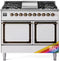 ILVE Nostalgie II Noblesse 40-Inch 4.3 Cu. Ft. Dual Oven Natural Gas Dual Fuel Range with 6 Burners, Griddle and Solid Door in Custom RAL with Bronze Trim (UND40FQNMPRAB)
