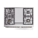 ILVE 40-inch dual fuel range cooktop with four gas burners and center griddle