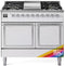 ILVE Nostalgie II Noblesse 40-Inch 4.3 Cu. Ft. Dual Oven Propane Gas Dual Fuel Range with 6 Burners, Griddle and Solid Door in Custom RAL with Chrome Trim (UND40FQNMPRACLP)