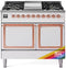 ILVE Nostalgie II Noblesse 40-Inch 4.3 Cu. Ft. Dual Oven Propane Gas Dual Fuel Range with 6 Burners, Griddle and Solid Door in Custom RAL with Copper Trim (UND40FQNMPRAPLP)