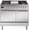 ILVE Nostalgie II Noblesse 40-Inch 4.3 Cu. Ft. Dual Oven Natural Gas Dual Fuel Range with 6 Burners, Griddle and Solid Door in Stainless Steel with Chrome Trim (UND40FQNMPSSC)