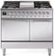 ILVE Nostalgie II Noblesse 40-Inch 4.3 Cu. Ft. Dual Oven Propane Gas Dual Fuel Range with 6 Burners, Griddle and Solid Door in Stainless Steel with Chrome Trim (UND40FQNMPSSCLP)