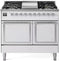 ILVE Nostalgie II Noblesse 40-Inch 4.3 Cu. Ft. Dual Oven Propane Gas Dual Fuel Range with 6 Burners, Griddle and Solid Door in White with Chrome Trim (UND40FQNMPWHCLP)
