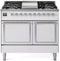 ILVE Nostalgie II Noblesse 40-Inch 4.3 Cu. Ft. Dual Oven Natural Gas Dual Fuel Range with 6 Burners, Griddle and Solid Door in White with Chrome Trim (UND40FQNMPWHC)