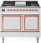 ILVE Nostalgie II Noblesse 40-Inch 4.3 Cu. Ft. Dual Oven Propane Gas Dual Fuel Range with 6 Burners, Griddle and Solid Door in White with Copper Trim (UND40FQNMPWHPLP)