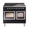 ILVE Nostalgie II Noblesse 40-Inch 4.3 Cu. Ft. Dual Oven Induction Range with 6 Elements and Triple Glass Door in Glossy Black with Chrome Trim (UNDI406NMPBKC)