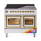 ILVE Nostalgie II Noblesse 40-Inch 4.3 Cu. Ft. Dual Oven Induction Range with 6 Elements and Triple Glass Door in RAL with Brass Trim (UNDI406NMPRAG)