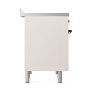 Antique white oven side panel with bronze hinges and four leveling legs