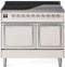 ILVE Nostalgie II Noblesse 40-Inch 4.3 Cu. Ft. Dual Oven Induction Range with 6 Elements and Solid Door in Antique White with Chrome Trim (UNDI406QNMPAWC)