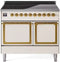 ILVE Nostalgie II Noblesse 40-Inch 4.3 Cu. Ft. Dual Oven Induction Range with 6 Elements and Solid Door in Antique White with Brass Trim (UNDI406QNMPAWG)