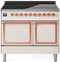 ILVE Nostalgie II Noblesse 40-Inch 4.3 Cu. Ft. Dual Oven Induction Range with 6 Elements and Solid Door in Antique White with Copper Trim (UNDI406QNMPAWP)