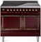 ILVE Nostalgie II Noblesse 40-Inch 4.3 Cu. Ft. Dual Oven Induction Range with 6 Elements and Solid Door in Burgundy with Burnished Bronze Trim (UNDI406QNMPBUB)