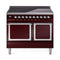 ILVE Nostalgie II Noblesse 40-Inch 4.3 Cu. Ft. Dual Oven Induction Range with 6 Elements and Solid Door in Burgundy with Chrome Trim (UNDI406QNMPBUC)