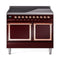 ILVE Nostalgie II Noblesse 40-Inch 4.3 Cu. Ft. Dual Oven Induction Range with 6 Elements and Solid Door in Burgundy with Copper Trim (UNDI406QNMPBUP)