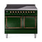 ILVE Nostalgie II Noblesse 40-Inch 4.3 Cu. Ft. Dual Oven Induction Range with 6 Elements and Solid Door in Emerald Green with Burnished Bronze Trim (UNDI406QNMPEGB)