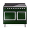 ILVE Nostalgie II Noblesse 40-Inch 4.3 Cu. Ft. Dual Oven Induction Range with 6 Elements and Solid Door in Emerald Green with Chrome Trim (UNDI406QNMPEGC)