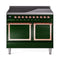 ILVE Nostalgie II Noblesse 40-Inch 4.3 Cu. Ft. Dual Oven Induction Range with 6 Elements and Solid Door in Emerald Green with Copper Trim (UNDI406QNMPEGP)