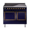 ILVE Nostalgie II Noblesse 40-Inch 4.3 Cu. Ft. Dual Oven Induction Range with 6 Elements and Solid Door in Midnight Blue with Burnished Bronze Trim (UNDI406QNMPMBB)