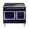 ILVE Nostalgie II Noblesse 40-Inch 4.3 Cu. Ft. Dual Oven Induction Range with 6 Elements and Solid Door in Midnight Blue with Chrome Trim (UNDI406QNMPMBC)