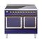 ILVE Nostalgie II Noblesse 40-Inch 4.3 Cu. Ft. Dual Oven Induction Range with 6 Elements and Solid Door in Midnight Blue with Brass Trim (UNDI406QNMPMBG)