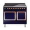 ILVE Nostalgie II Noblesse 40-Inch 4.3 Cu. Ft. Dual Oven Induction Range with 6 Elements and Solid Door in Midnight Blue with Copper Trim (UNDI406QNMPMBP)