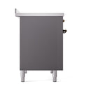 Solid oven door cabinet in matte graphite with bronze hinges and leveling feet