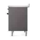 Solid oven door cabinet in matte graphite with bronze hinges and leveling feet