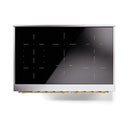 Induction cooktop control panel with dark glass and illuminated burner layout