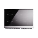 Stainless appliance door panel graphic with dark and light gray finish lines