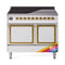 ILVE Nostalgie II Noblesse 40-Inch 4.3 Cu. Ft. Dual Oven Induction Range with 6 Elements and Solid Door in RAL with Brass Trim (UNDI406QNMPRAG)