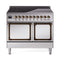 ILVE Nostalgie II Noblesse 40-Inch 4.3 Cu. Ft. Dual Oven Induction Range with 6 Elements and Solid Door in Stainless Steel with Burnished Bronze Trim (UNDI406QNMPSSB)