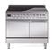 ILVE Nostalgie II Noblesse 40-Inch 4.3 Cu. Ft. Dual Oven Induction Range with 6 Elements and Solid Door in Stainless Steel with Chrome Trim (UNDI406QNMPSSC)