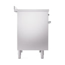 Stainless steel oven side panel with solid door handles and four support legs