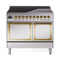 ILVE Nostalgie II Noblesse 40-Inch 4.3 Cu. Ft. Dual Oven Induction Range with 6 Elements and Solid Door in Stainless Steel with Brass Trim (UNDI406QNMPSSG)