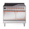ILVE Nostalgie II Noblesse 40-Inch 4.3 Cu. Ft. Dual Oven Induction Range with 6 Elements and Solid Door in Stainless Steel with Copper Trim (UNDI406QNMPSSP)
