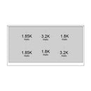 Induction range spec label showing 1.85K, 3.2K, and 1.8K Watts for burners