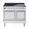 ILVE Nostalgie II Noblesse 40-Inch 4.3 Cu. Ft. Dual Oven Induction Range with 6 Elements and Solid Door in White with Chrome Trim (UNDI406QNMPWHC)