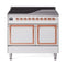 ILVE Nostalgie II Noblesse 40-Inch 4.3 Cu. Ft. Dual Oven Induction Range with 6 Elements and Solid Door in White with Copper Trim (UNDI406QNMPWHP)
