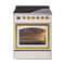 ILVE Nostalgie II Noblesse 30-Inch 4.0 Cu. Ft. Induction Range with 4 Elements and Triple Glass Door in Antique White with Brass Trim (UNI304NMPAWG)